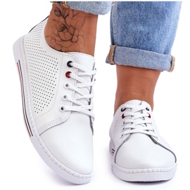 S.Barski Women's Openwork Leather Sneakers White Ferone S.Barski Women's Openwork Leather Sneakers White Ferone