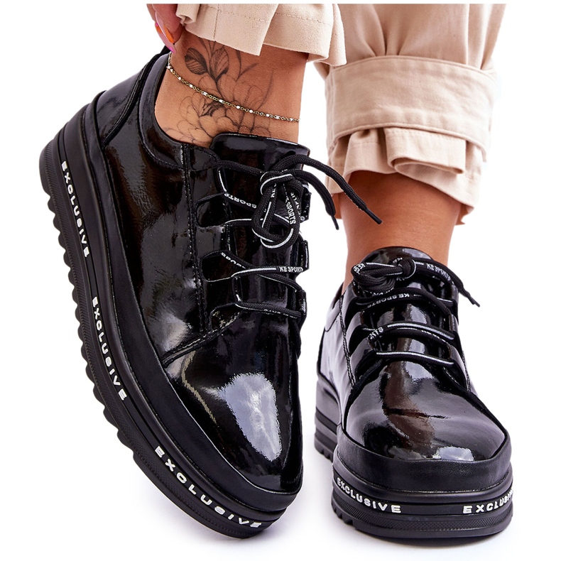 S.Barski Black Chantal Patent Leather Sneakers