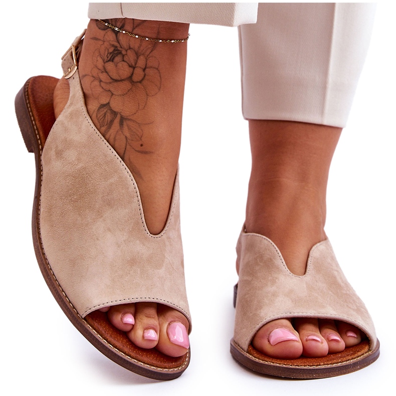 Women's Suede Sandals Lewski Shoes 3220/X Beige