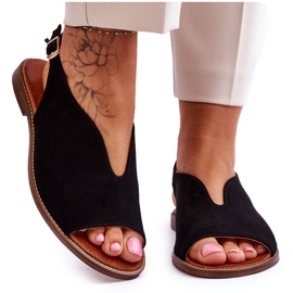 Women's Suede Sandals Lewski Shoes 3220/X Black