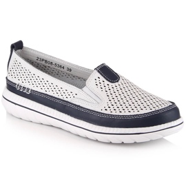 Leather comfortable women's slip-on shoes white eVento 5364