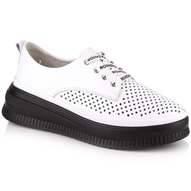 Leather comfortable openwork women's shoes white Artiker 52C1992