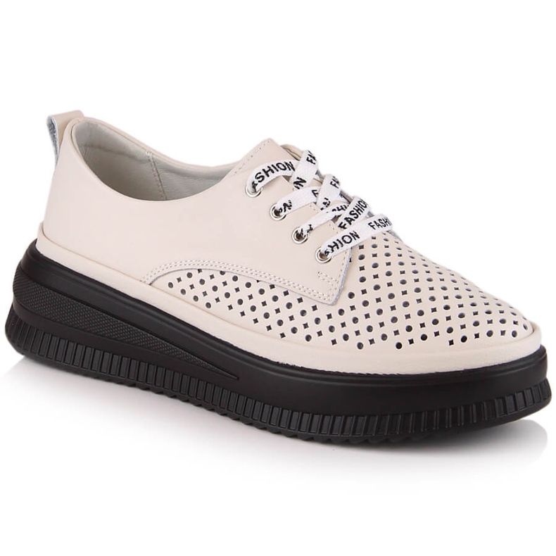 Potocki Leather comfortable women's openwork beige shoes Artiker 52C1990