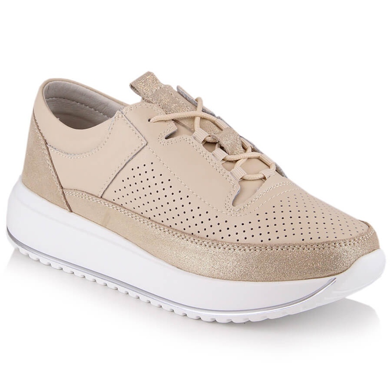 Women's leather sports shoes on the beige platform Artiker 52C1384