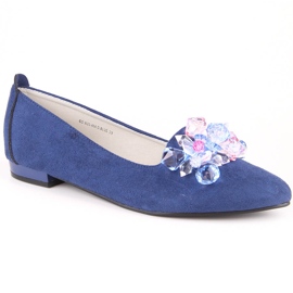 Women's blue suede ballerinas with crystals T.Sokolski W23-464 Women's blue suede ballerinas with crystals T.Sokolski W23-464