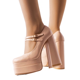 Beige high heel pumps from Chouinard