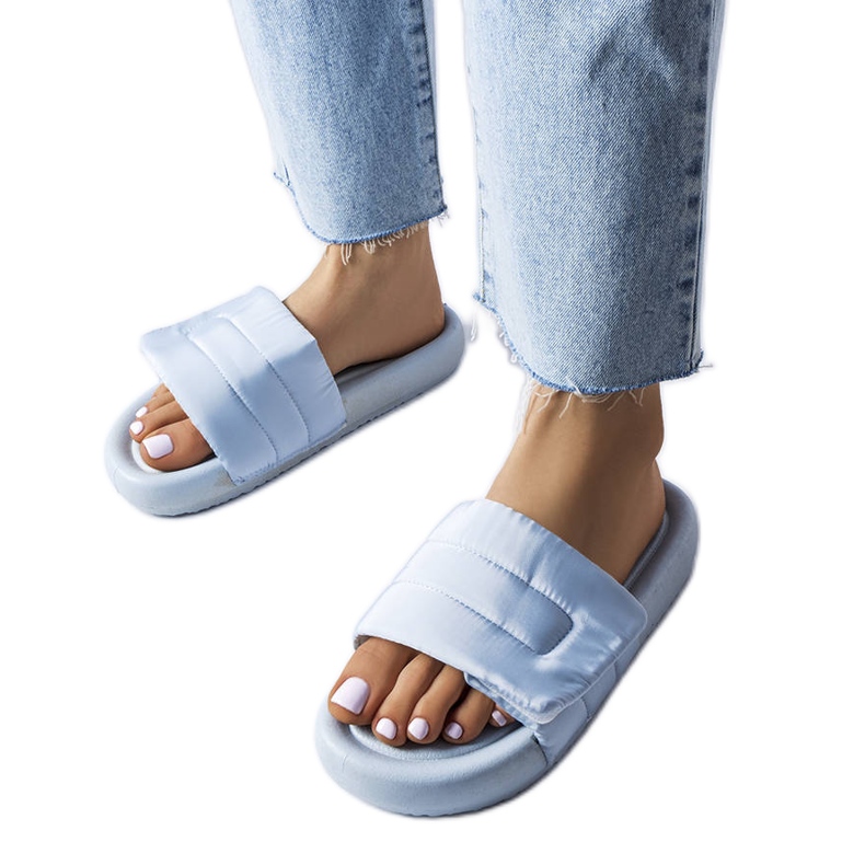BM Aleron blue Velcro slippers