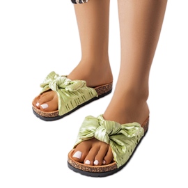 Green slippers with a bow from Duplanty