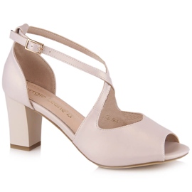Women's formal sandals on the post beige pearl Sergio Leone SK864