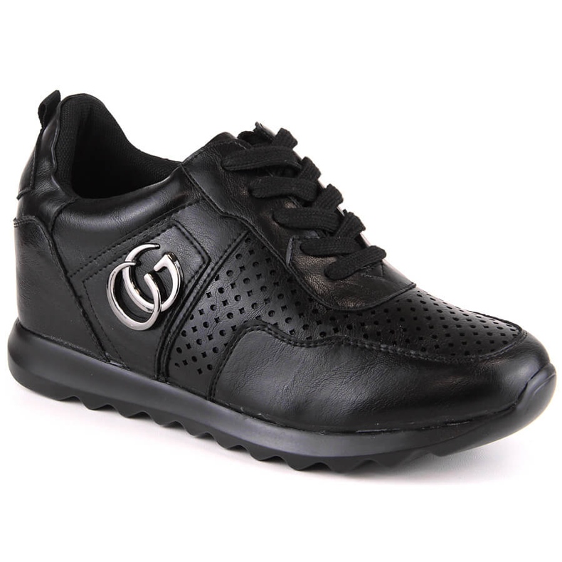 Women's sports shoes with a hidden wedge black Jezzi ASA170-11