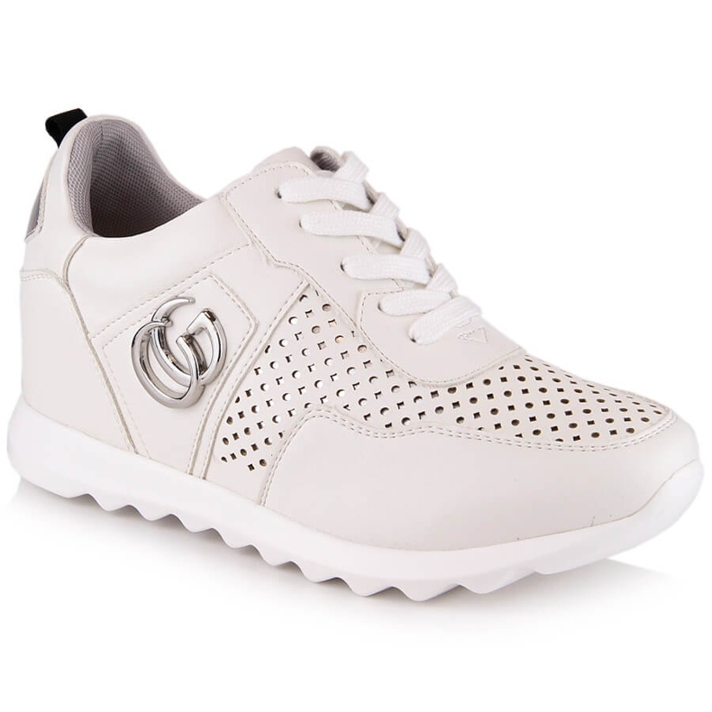 Women's sports shoes with a hidden wedge white Jezzi ASA170-11