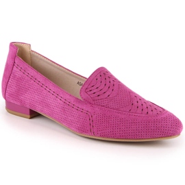 Women's suede openwork slip-on shoes fuchsia Jezzi ASA151-18 pink Women's suede openwork slip-on shoes fuchsia Jezzi ASA151-18 pink