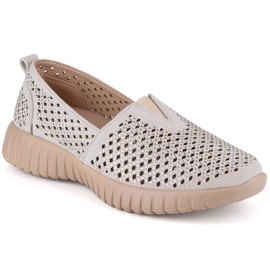 Women's openwork slip-on shoes with an elastic band Jezzi MR2270-3 grey