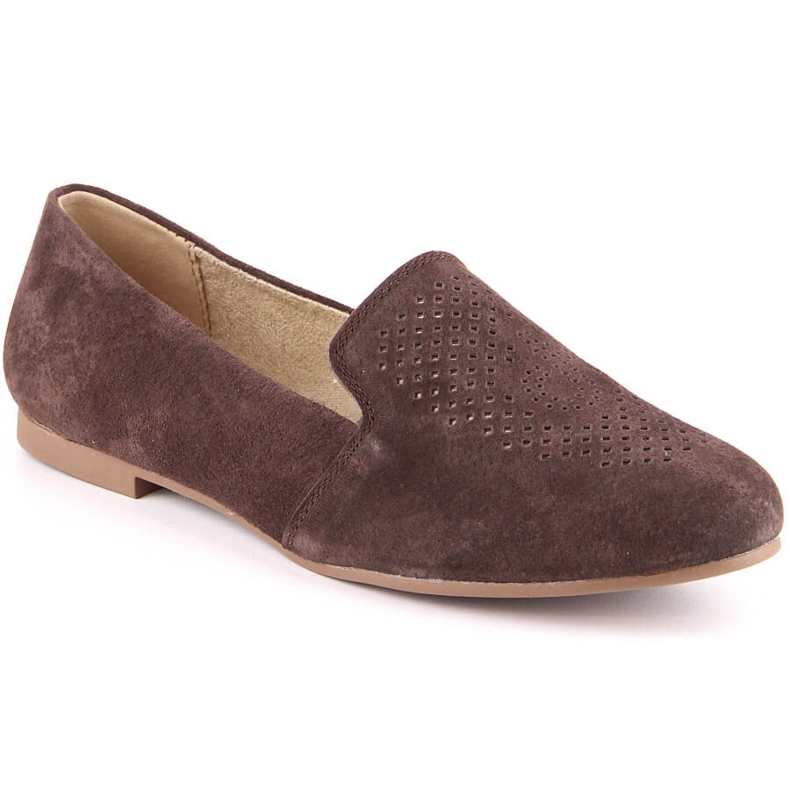 Leather suede comfortable slip-on shoes brown S.Barski LR29515