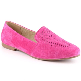 Leather suede comfortable slip-on shoes fuchsia S.Barski LR29515 pink