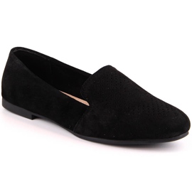 Leather suede comfortable slip-on shoes black S.Barski LR29515