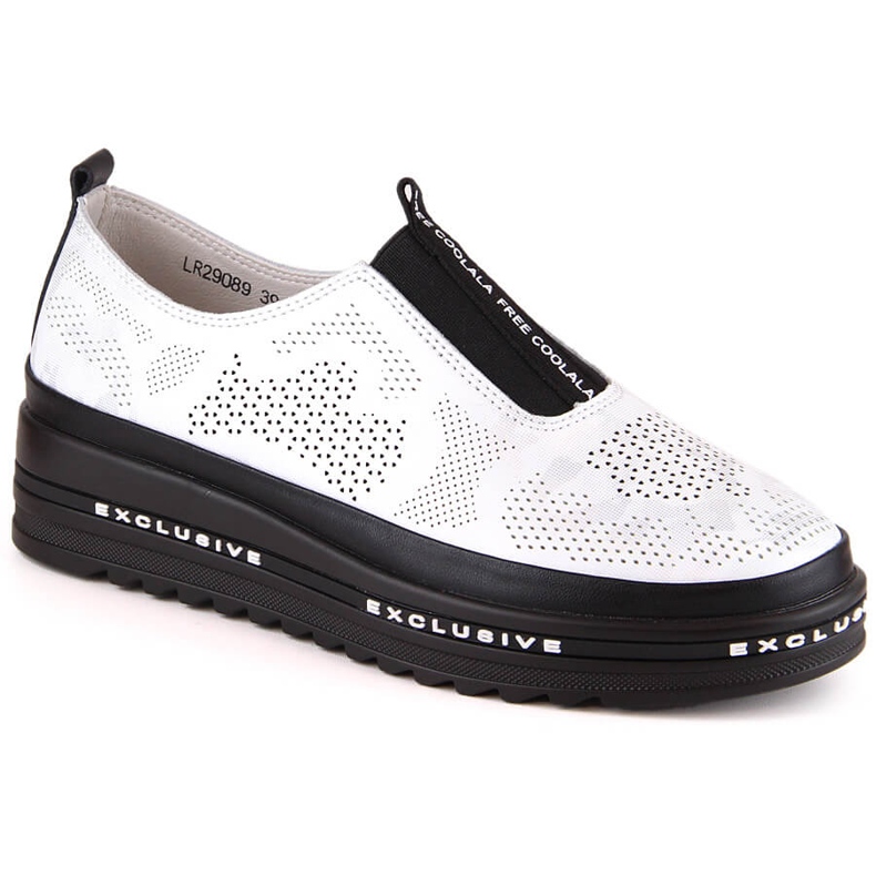 Leather comfortable slip-on shoes openwork silver S.Barski LR29089