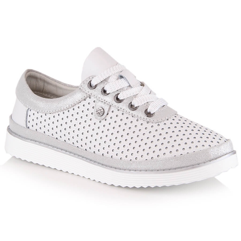 Leather comfortable women's sport shoes white S.Barski LR29558