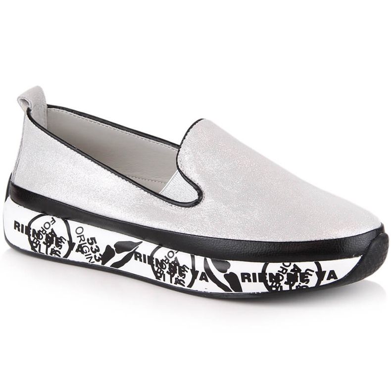 S.Barski LR29050 leather comfortable slip-on shoes for women silver S.Barski LR29050 leather comfortable slip-on shoes for women silver