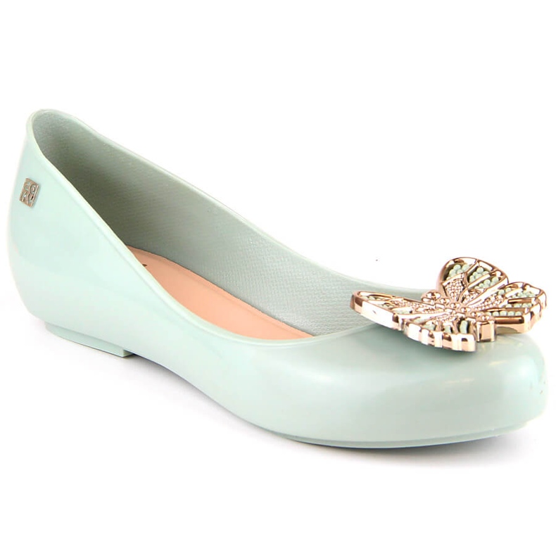 Comfortable fragrant elastic ballerinas with a green butterfly Zaxy LL285017
