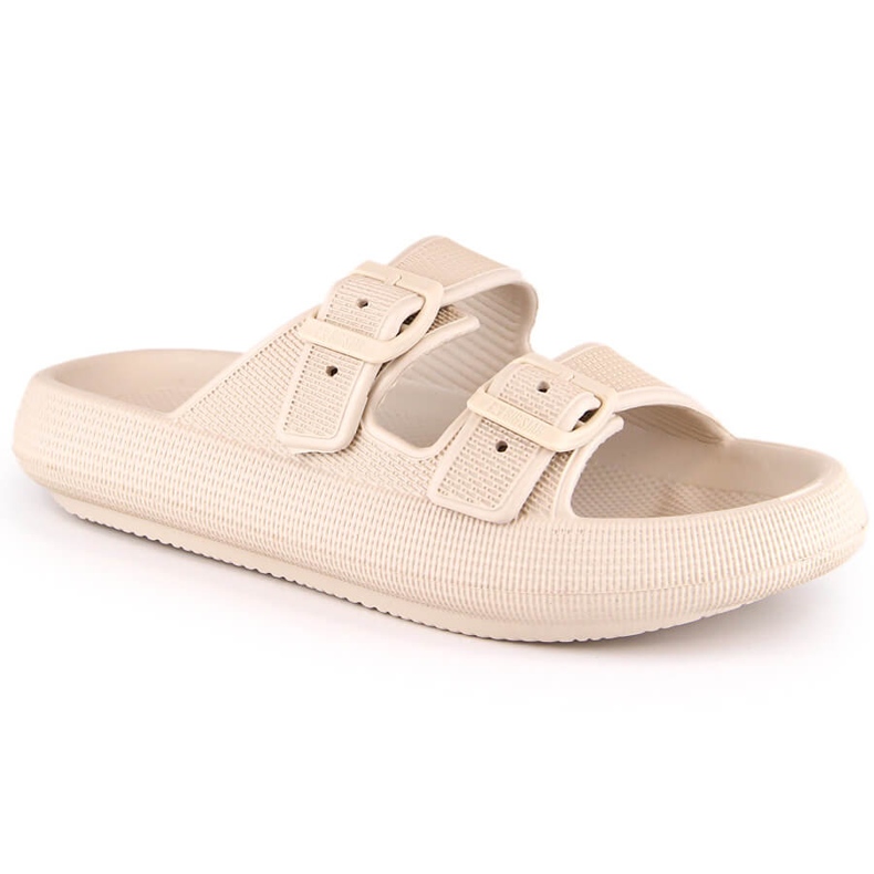 Women's sports slippers on the platform beige Big Star LL274611