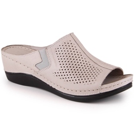 Women's leather wedge sandals with elastic T.Sokolski L22-518 beige