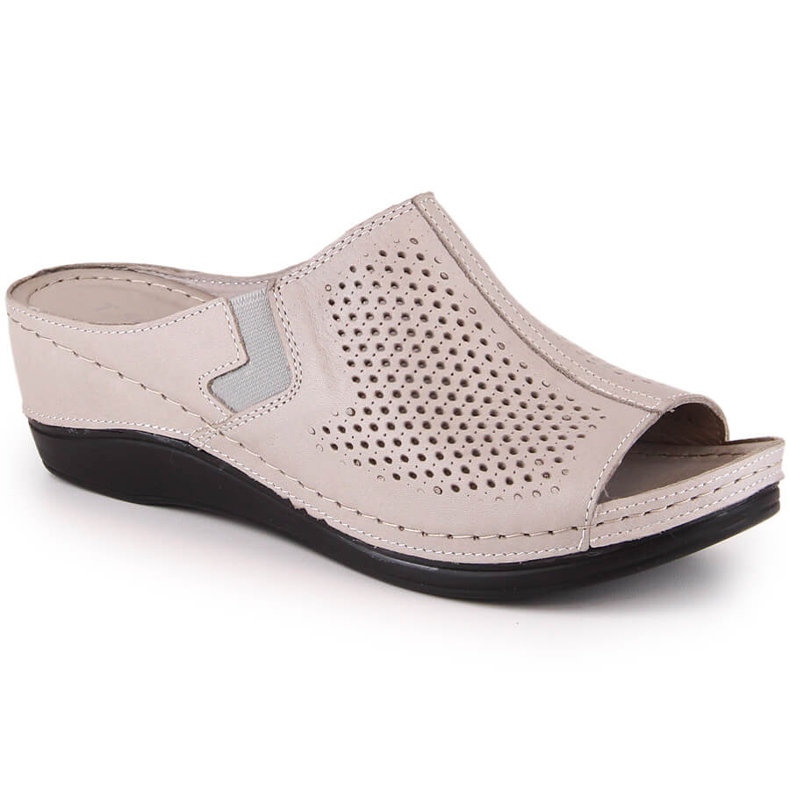 Women's leather wedge sandals with elastic T.Sokolski L22-518 beige