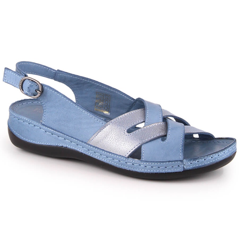 Women's flat blue leather sandals T.Sokolski L22-521
