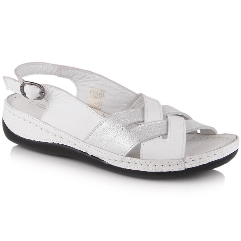 Women's flat white leather sandals T.Sokolski L22-521