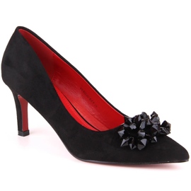 Women's suede pumps with beads T.Sokolski W23-401 black Women's suede pumps with beads T.Sokolski W23-401 black