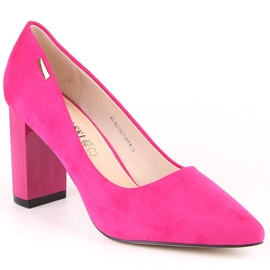Women's suede pumps on the post fuchsia T.Sokolski W23-402 pink