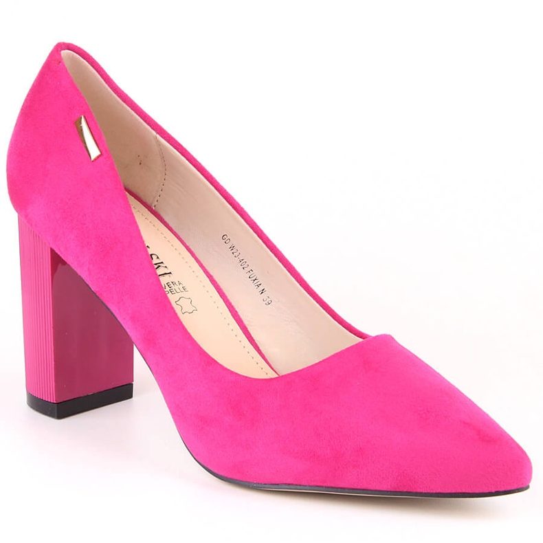 Women's suede pumps on the post fuchsia T.Sokolski W23-402 pink