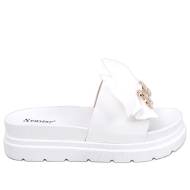 BM Teddy White teddy bear platform slippers