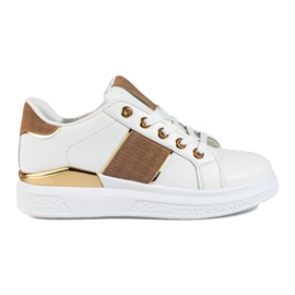White and beige women's sports shoes Shelovet sneakers