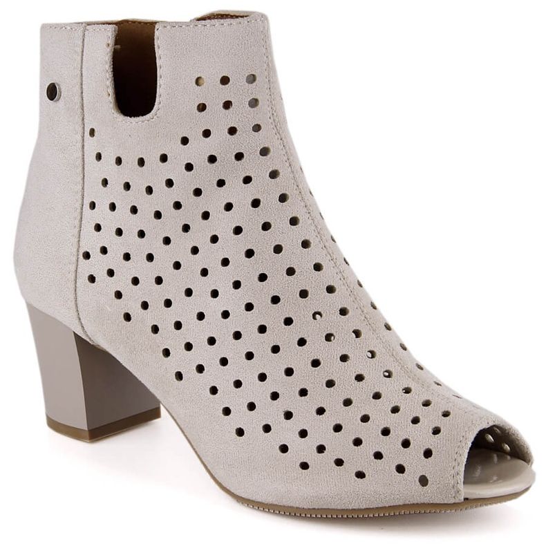 Women's spring suede openwork peep toe boots beige Jezzi ASA169-7