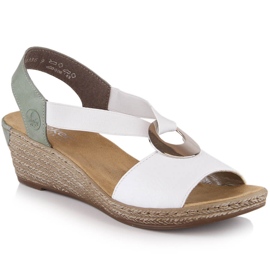 Comfortable women's wedge sandals Rieker 624H6-80 white