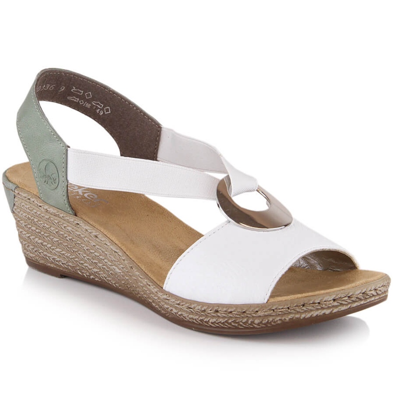 Comfortable women's wedge sandals Rieker 624H6-80 white