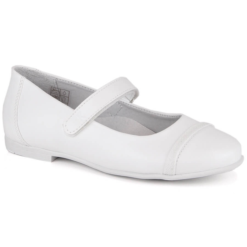 Girls ballerinas for communion with velcro white Kornecki 6492 Girls ballerinas for communion with velcro white Kornecki 6492