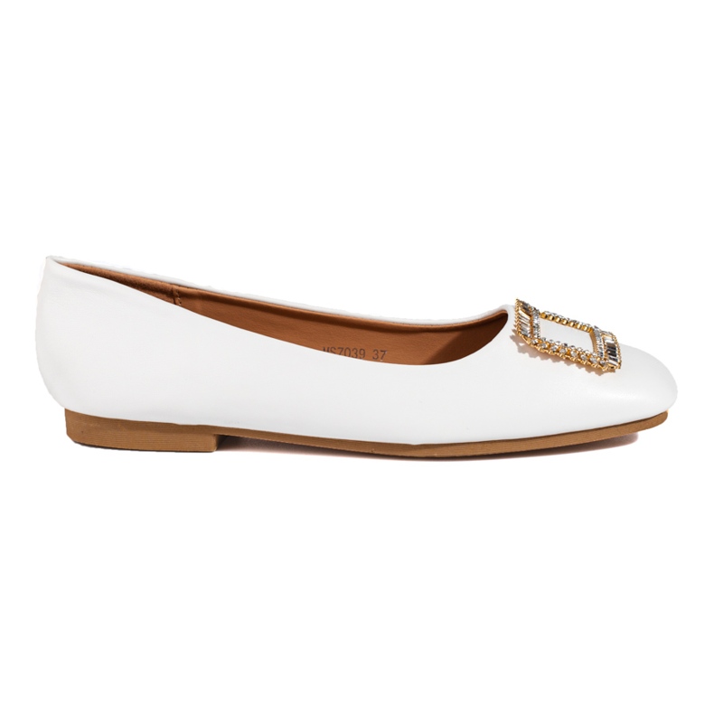 Women's white patent square toe ballerinas from Shelovet