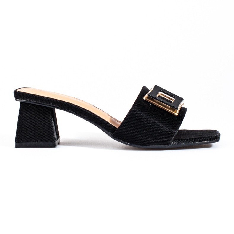 Women's fabric slides on a low heel Shelovet black