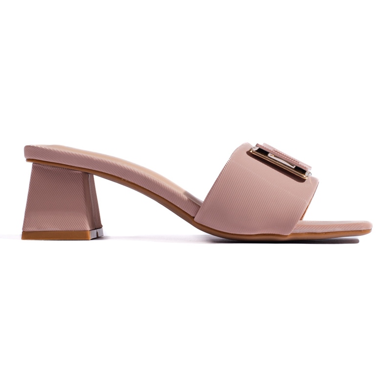 Women's material mules on a low heel Shelovet dusty pink
