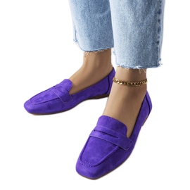 Purple eco-suede loafers from Meilleur