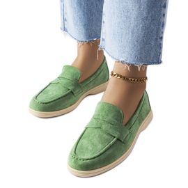 Green eco-suede moccasins from Ferragus