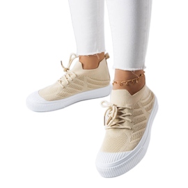 Beige sneakers made of stretch fabric from Polaire