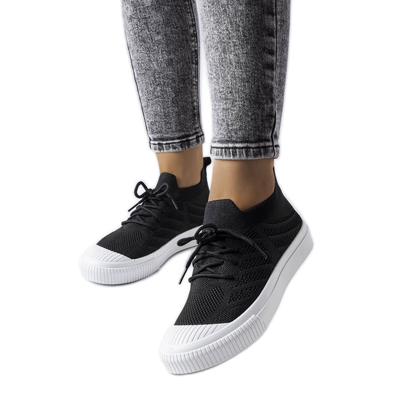 Black sneakers made of stretch fabric from Polaire Black sneakers made of stretch fabric from Polaire