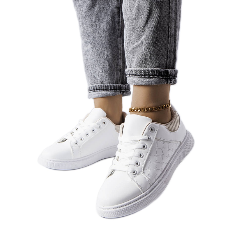 White and beige sneakers with embossing from Dreux