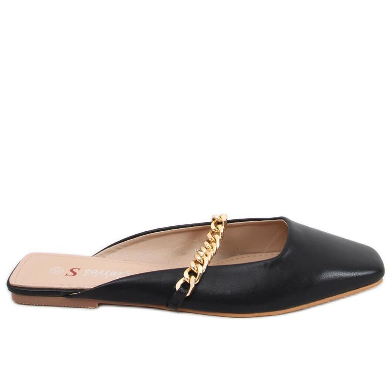 Seastar Chiara Black slippers with chain