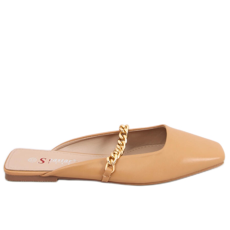 Seastar Chiara Camel slippers with chain beige