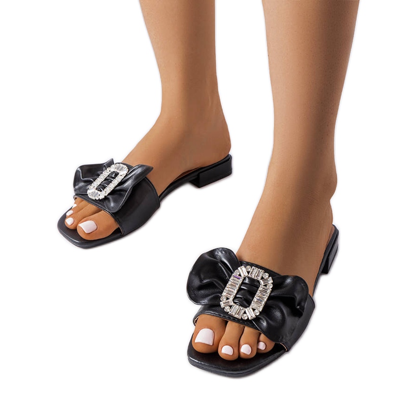 Black elegant flip-flops with rhinestones from Fifi