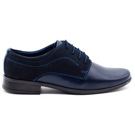 Olivier Navy boys' leather boys with nubouk blue